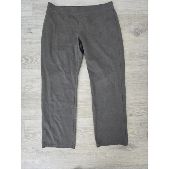 Eileen Fisher Grey Gray Wide Leg Straight Pull On Slacks Pants L Large - Picture 1 of 5